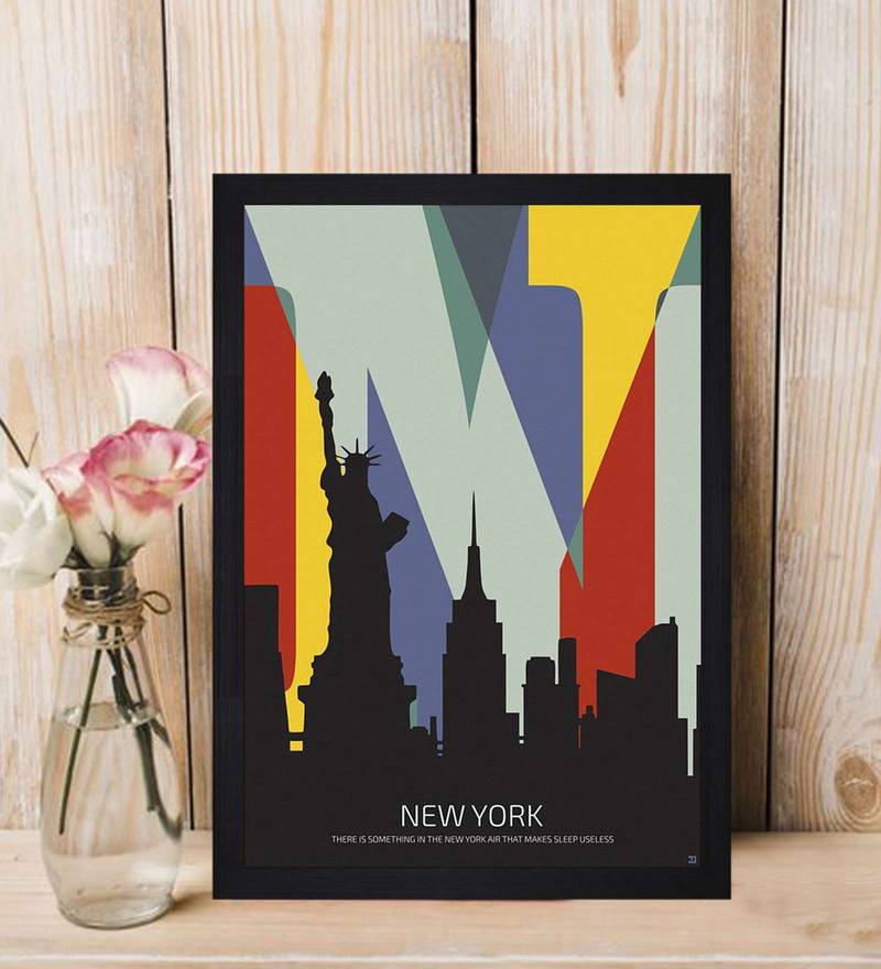 Buy Sky Orange Wood Framed People and Places Art Print Online - People ...