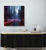 Neon Cityscape Canvas Art Print Printed Wall Painting White Frame