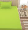 Green Solid 210 TC 100% Cotton Single Bed Sized Bed Sheets With 1 Pillow Cover
