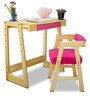 MacMillan Pine Wood Activity Table Chair Set with Adjustable Height in Pink