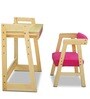 MacMillan Pine Wood Activity Table Chair Set with Adjustable Height in Pink