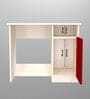 Nero Multipurpose, Computer Desk for Home/Office, Writing Table, Sturdy Small Desks for Small Spaces in Scarlet Red & Highland Pine Finish