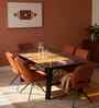 Nerova 6-Seater Dining Set In Solid Wood Base With Marble Finish