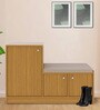 Nervia Shoe Rack In Urban Teak Colour With Seating