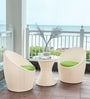 Nest Wicker Patio Table with Chair Sets in Courduroy Off White Finish