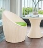 Nest Wicker Patio Table with Chair Sets in Courduroy Off White Finish