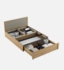 Nester Queen Sized Bed With Front Pull Out Storage In Sebastian Oak & Melamine Finish