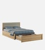 Nester Queen Sized Bed With Front Pull Out Storage In Sebastian Oak & Melamine Finish