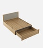 Nester Queen Sized Bed With Front Pull Out Storage In Sebastian Oak & Melamine Finish