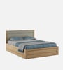Nester Queen Sized Bed With Front Pull Out Storage In Sebastian Oak & Melamine Finish