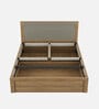 Nester Queen Sized Bed With Front Pull Out Storage In Sebastian Oak & Melamine Finish