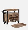 Neumark Solid Wood Bar Trolley In Natural Finish