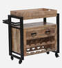 Neumark Solid Wood Bar Trolley In Natural Finish