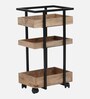 Neutal Solid Wood Bar Trolley In Natural Finish