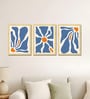 Blue & Orange Abstract Wall Art Framed Set of 3