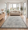 Neutral Geometric Wool And Cotton 8 X 5 Feet Hand Tufted Carpet
