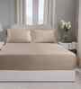Neutral Solid 300 TC Tencel King Size Bed Sheet with 2 Pillow Covers 24 Collection