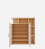 Nevera Shoe Cabinet In Beige Teak & Frosty White Finish