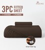 New Dark Brown Solid 400 TC Cotton Queen Sized Fitted sheet with 2 Pillow Covers