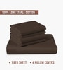 New Dark Brown Solid 400 TC Cotton Super King Sized Bedsheet with 4 Pillow Covers