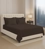 New Dark Brown Solid 400 TC Cotton Super King Sized Bedsheet with 4 Pillow Covers