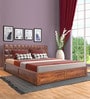 New Diamond King Size Bed With Storage Honey Natural Finish