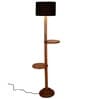 New Era  Black Cotton Drum Shade Wood Natural Table Floor Lamp