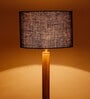 New Era  Blue Jute Drum Shade Wood Natural Table Floor Lamp