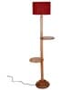 New Era  Maroon Jute Drum Shade Wood Natural Table Floor Lamp