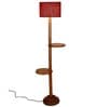 New Era  Maroon Jute Drum Shade Wood Natural Table Floor Lamp