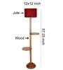 New Era  Maroon Jute Drum Shade Wood Natural Table Floor Lamp