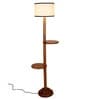 New Era  Multicolor  Cotton Drum Shade Wood Natural Table Floor Lamp