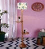 Daffodil Multicolour Cottan Fabric Shade Shelf Floor Lamp With Wood Base