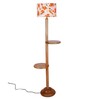 New Era  Multicolor  Cotton Drum Shade Wood Natural Table Floor Lamp