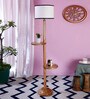 New Era  Multicolor  Cotton Drum Shade Wood Natural Table Floor Lamp