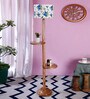 Daffodil Multicolour Cottan Fabric Shade Shelf Floor Lamp With Wood Base