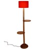New Era  Orange  Cotton Drum Shade Wood Natural Table Floor Lamp