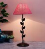 New Era Pink Jute Leaf Table Lamp