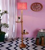 Raphael Pink Jute Shade Shelf Floor Lamp With Wood Base