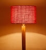 Raphael Pink Jute Shade Shelf Floor Lamp With Wood Base