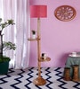 Raphael Pink Jute Shade Shelf Floor Lamp With Wood Base