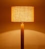 Damien White Jute Shade Shelf Floor Lamp With Wood Base