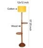 Malan Yellow Cottan Fabric Shade Shelf Floor Lamp With Wood Base