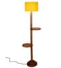 Malan Yellow Cottan Fabric Shade Shelf Floor Lamp With Wood Base