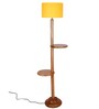 Malan Yellow Cottan Fabric Shade Shelf Floor Lamp With Wood Base