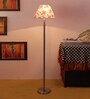 Mountwill Multicolour Cottan Fabric Shade Club Floor Lamp With Steel Base
