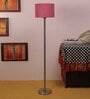 New Era Pink Jute Drum Designer Steel Floor Lamp For Home Decor