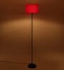 Hazel Red Cottan Fabric Shade Club Floor Lamp With Iron Base