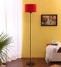 Hazel Red Cottan Fabric Shade Club Floor Lamp With Iron Base