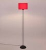 Hazel Red Cottan Fabric Shade Club Floor Lamp With Iron Base